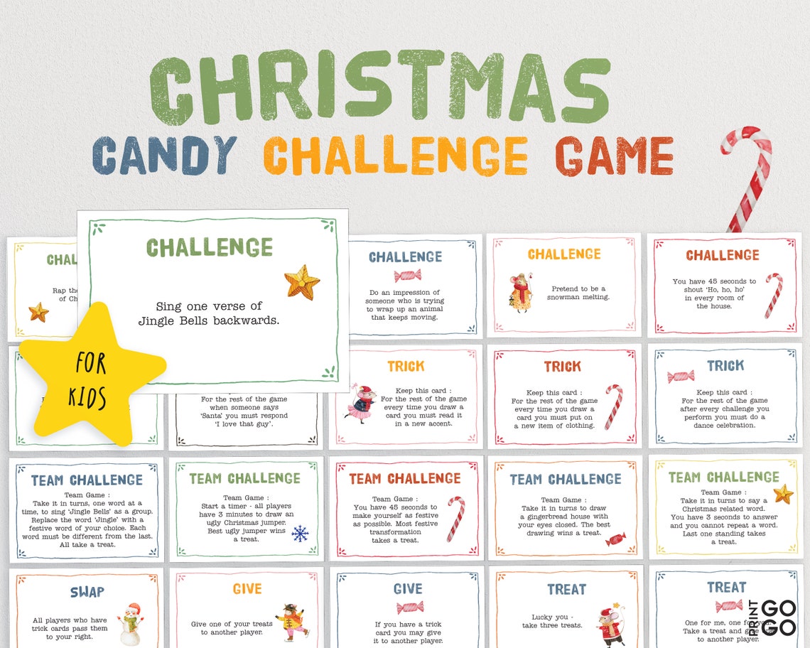 Christmas Candy Challenge Game for Kids Holiday Candy Game Etsy