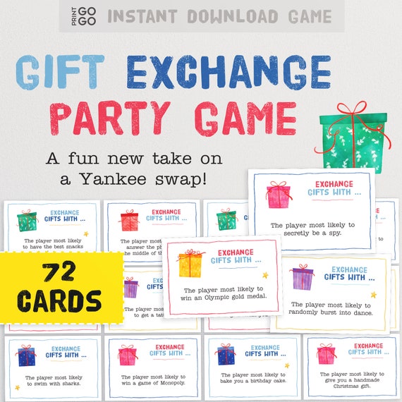 Gift Exchange Party Game - The Hilarious Yankee Swap Gift Game for Groups |  Christmas White Elephant Present Swap Cards | Holiday Family Fun