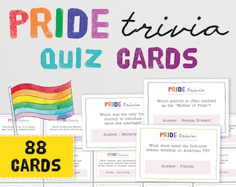 Pride Trivia Quiz Cards - 88 Quiz Questions to Test Your LGBTQI+ General Knowledge! | Printable Game To Celebrate Pride Month