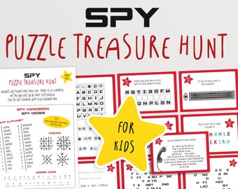 Spy Puzzle Treasure Hunt - The Undercover Secret Agent Search for Clues at Home | Spy Codes for Kids | Birthday Printable Party Game