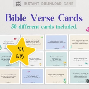 50 Bibelvers Karten | Bibel Memory Cards | Schriftkarten für Kinder | Bibelstellen | Fastenzeit für Kinder | Bleib Zuhause Fastenzeit