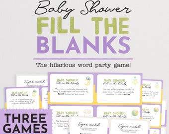 Baby Shower Fill The Blanks - The Hilarious Party Game of Completing Missing Words! Printable Girls Group Game | Mother to Be Party Game