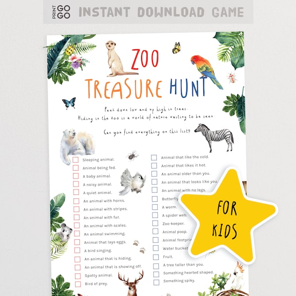 Zoo Treasure Hunt for Kids | Animal Scavenger Hunt Game | Childrens Party Game | Outdoor Activities for Children | Animal Treasure Hunt