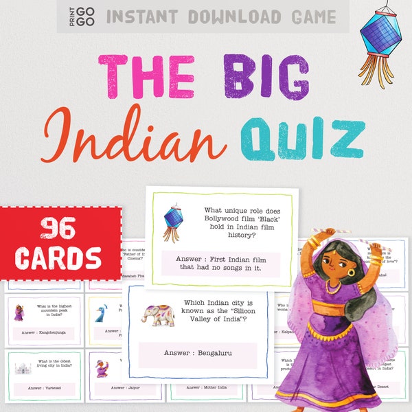 The Big Indian Quiz - Test Your General Knowledge With This Fun Family Quiz Party Game | Diwali and Holi Printable Group Games