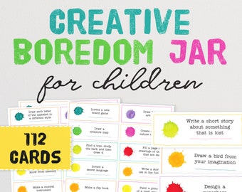 Creative Boredom Jar Cards - 112 Imaginative Activity Ideas To Keep Kids Entertained During The Holidays | Budget Boredom Buster Home Ideas