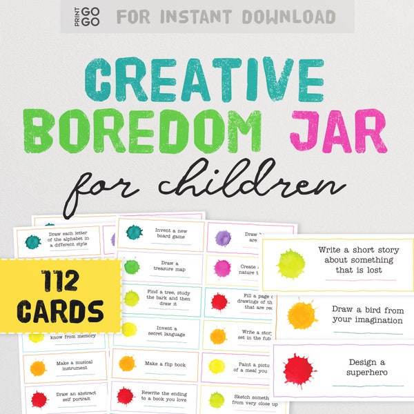 Creative Boredom Jar Cards - 112 Imaginative Activity Ideas To Keep Kids Entertained During The Holidays | Budget Boredom Buster Home Ideas