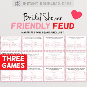 Bridal Shower Friendly Feud - The Hilarious Party Game of Guessing Top Answers | Hen Do Game Night | Bachelorette Party Game | Wedding Game