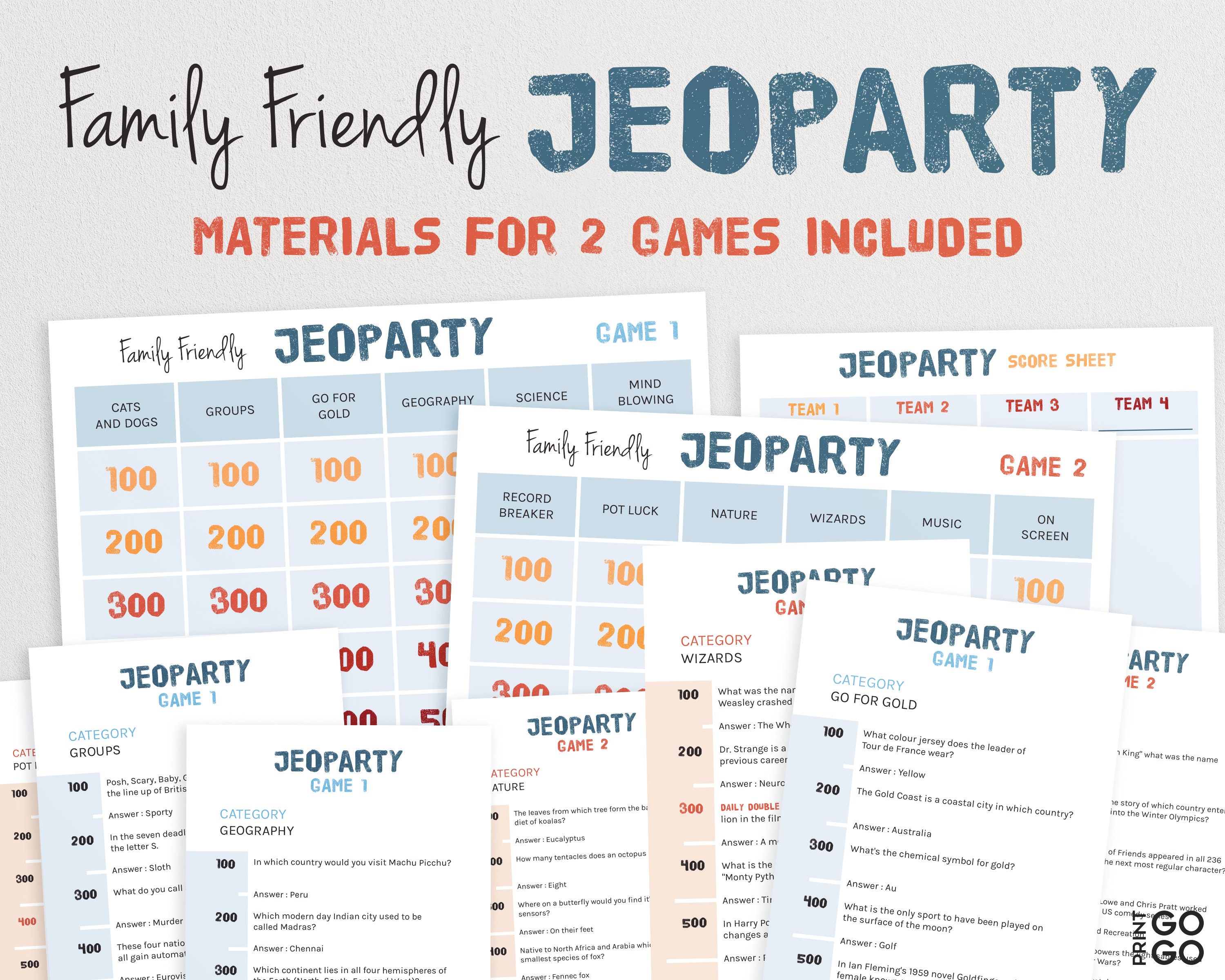Family Jeoparty Trivia Game the Fun Quiz of General - Etsy