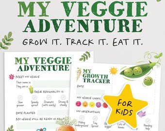 My Veggie Adventure - From tiny seed to tasty treat! Vegetable Tracker Outdoor Activity for Children (Digital Download)