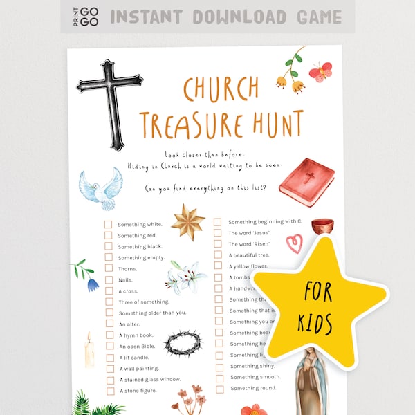 Church Treasure Hunt for Kids | Church Scavenger Hunt | Children's Sunday School I Spy Game | Kids Lent Activities | Easter Church Activity