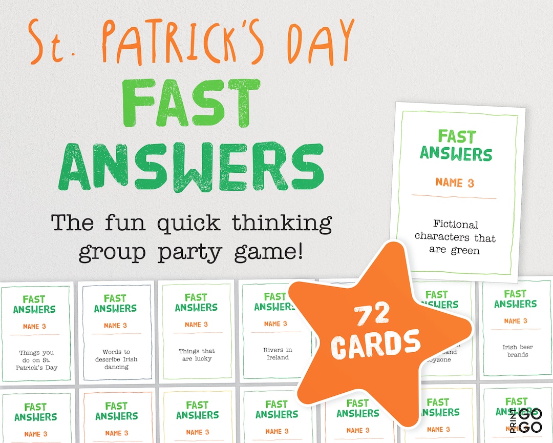 St. Patrick’s Day Fast Answers Game the Fun Quick - Etsy