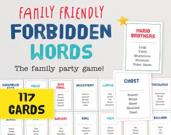 Family Friendly Forbidden Words - The Hilarious Party Game of Giving Careful Clues | Family Taboo Cards | Fun Family Game Night Idea