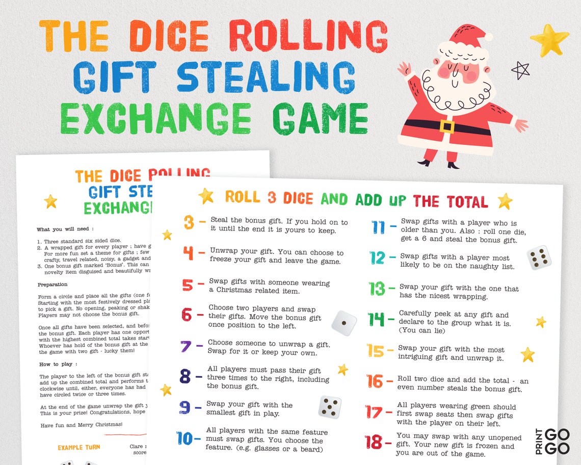 Christmas Roll the Dice Gift Exchange Game the Hilarious - Etsy