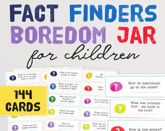 Fact Finders Boredom Jar Cards - 144 Quiz Questions To Keep Kids Entertained During The Holidays | Boredom Buster Home School Activity