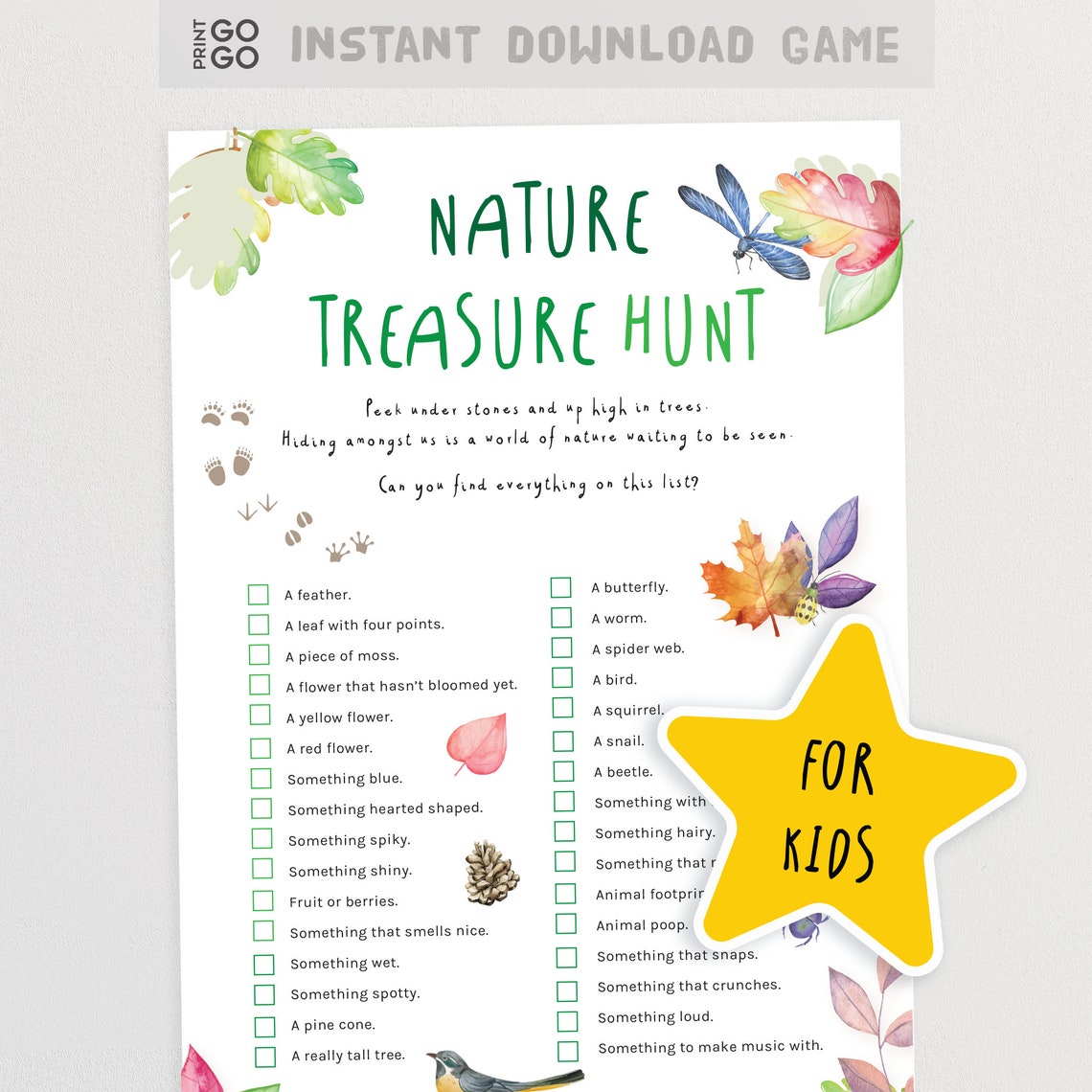 Nature Treasure Hunt for Kids | Outdoor Scavenger Hunt Game | Childrens ...