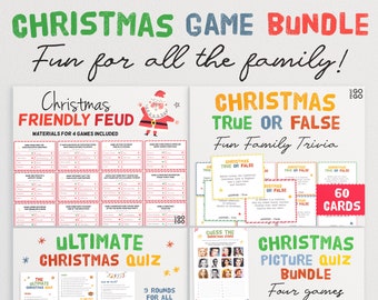 Weihnachtsspiel Bundle | Familien-Weihnachtsspiele | Weihnachten Quiz Kneipen Quiz | Urlaub Familienfehde | Weihnachten Wahr oder Falsch | Bilder Quiz Bundle
