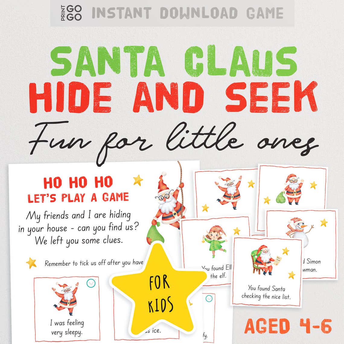 Santa Christmas Hide and Seek Scavenger Hunt for Younger Kids | Reading ...
