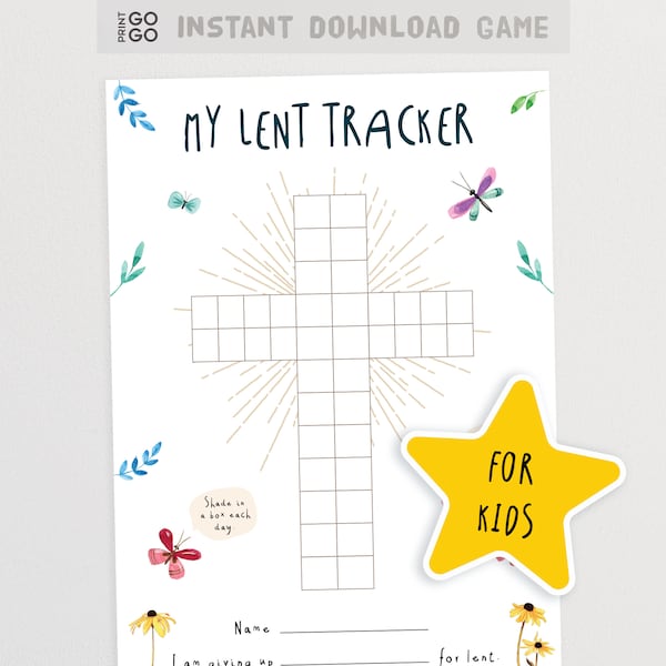 Lent Tracker for Children | Lenten Journal for Kids | 40 Day Tracker | Easter Activities | Church Activity | Easter Game for Children