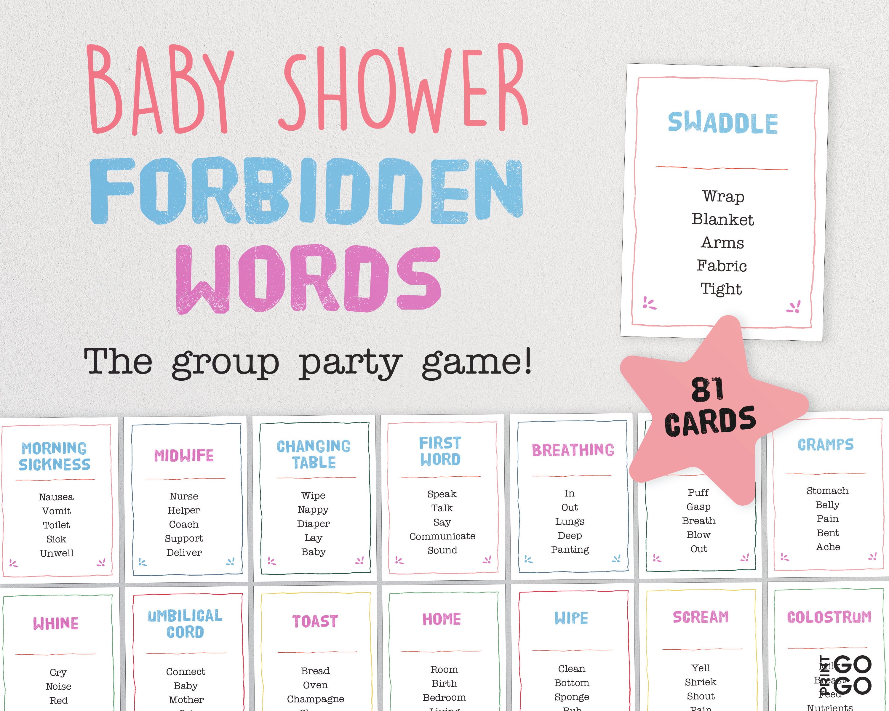 Baby Shower Forbidden Words the Hilarious Party Game for - Etsy