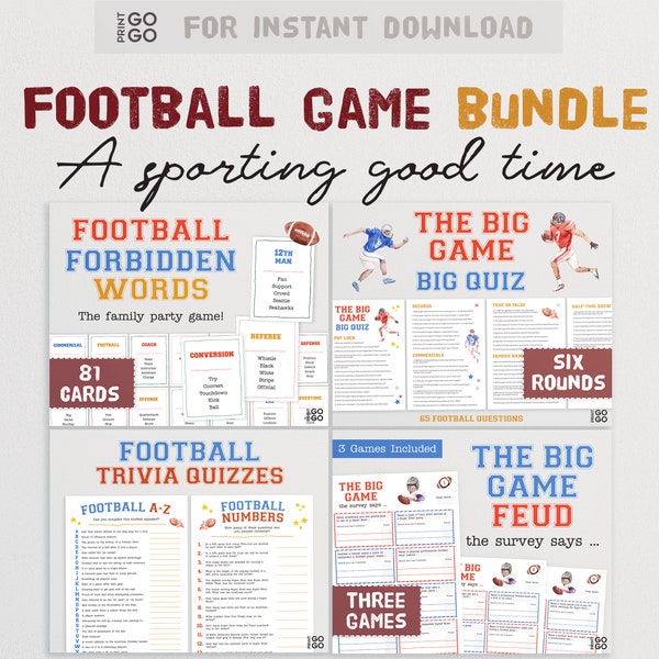 The Big Game Bundle - American Football Party Games For All The Family | Sports Games | Trivia Quizzes, Friendly Feud and Forbidden Words!