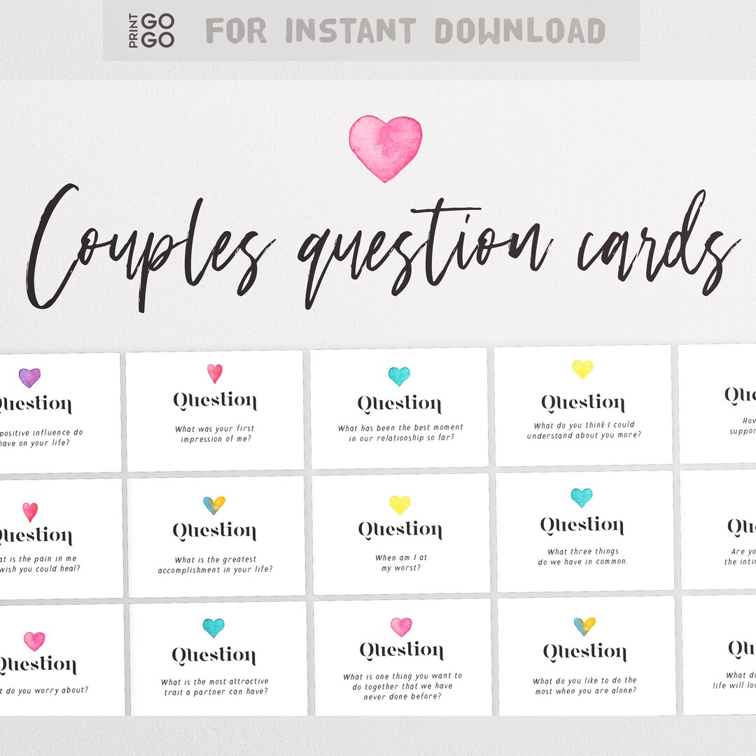 56 Couples Question Cards | Couple Conversation Cards | Couples Cards ...
