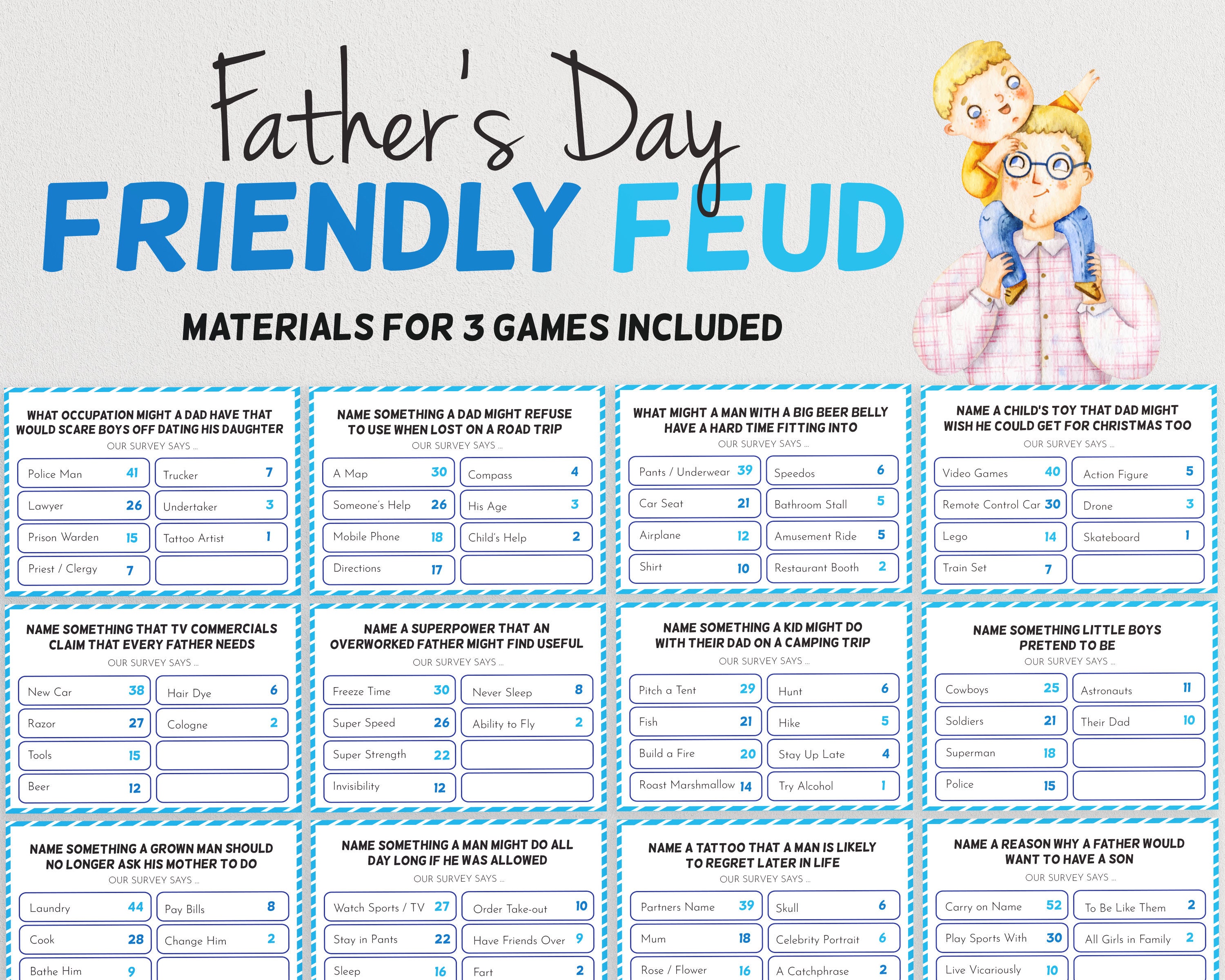 Father's Day Friendly Feud Game | Family Feud Quiz | Father's…