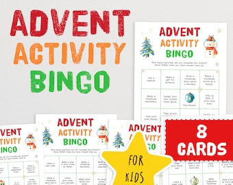 Advent Activity Bingo Cards - Boredom Busting Ideas for Christmas | Xmas Kids Bingo Game | Children's Advent Idea | Printable Bingo Cards