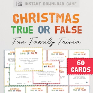 Christmas Facts True or False Quiz | Christmas Day Family Quiz | Holiday Family Game | Trivia Game Night | Xmas Party Pub Quiz | Xmas Games