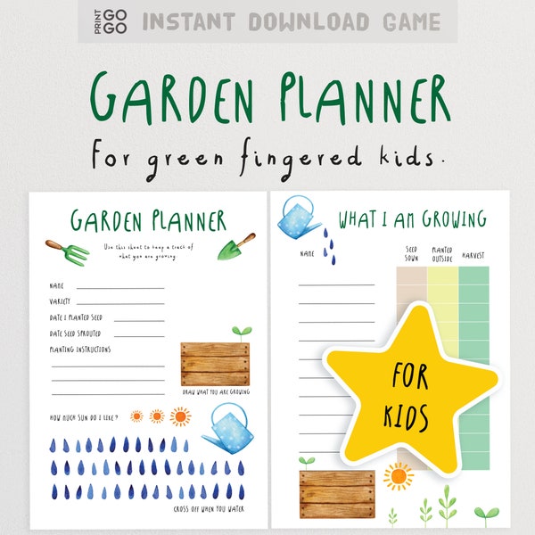 Planificateur de jardin pour enfants | Organisateur de journal de jardin | Planificateur d'attribution | Culture de légumes | Activités de plein air pour enfants | Reste à la maison