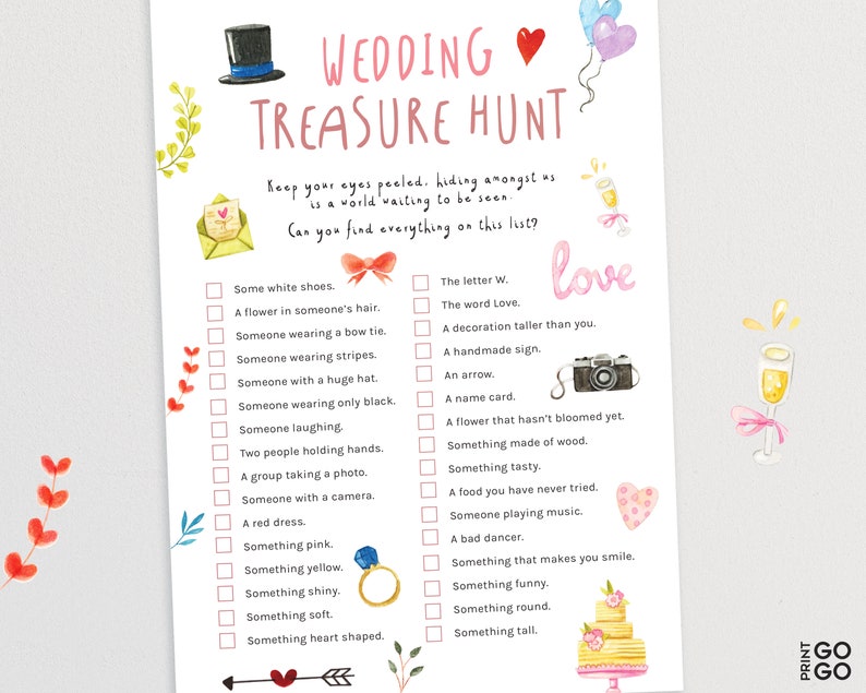 Wedding Treasure Hunt for Kids Wedding Scavenger Hunt image 0
