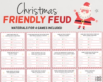 Christmas Friendly Feud Game - The Hilarious Party Game of Guessing Top Answers | Printable Christmas Group Game | Fun Holiday Family Game