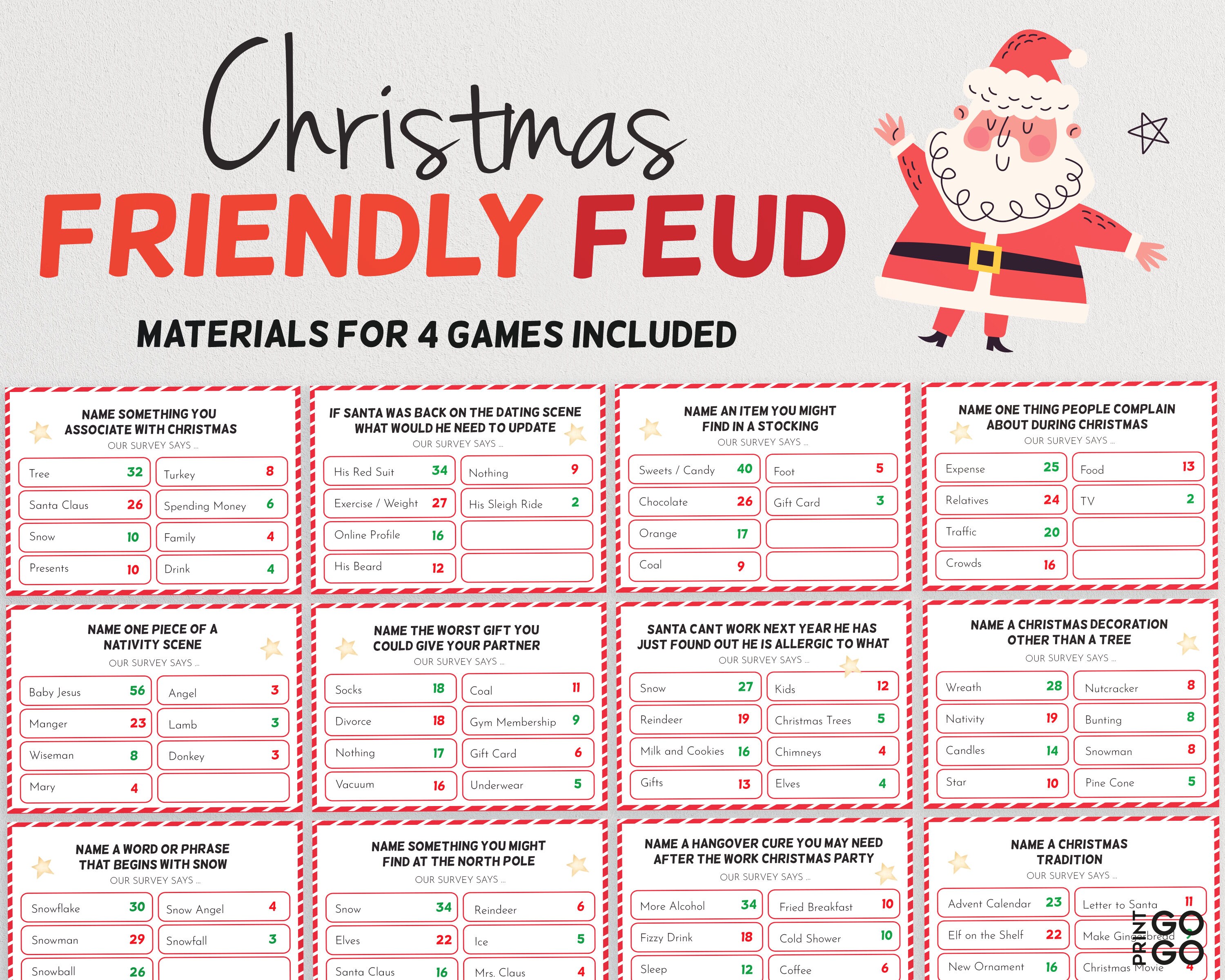 Christmas Friendly Feud Game Family Feud Quiz Christmas Etsy