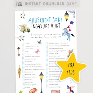 Amusement Park Treasure Hunt for Kids | Theme Park Scavenger Hunt Game | I Spy Game | Amusement Queue Game | Queue Line Activities