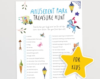 Amusement Park Treasure Hunt for Kids | Theme Park Scavenger Hunt Game | I Spy Game | Amusement Queue Game | Queue Line Activities