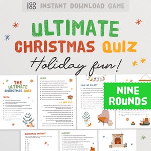 Il quiz di Natale definitivo - 9 turni festivi di domande per mettere alla prova la famiglia e gli amici / Gioco stampabile per il giorno di Natale / Curiosità sulle vacanze