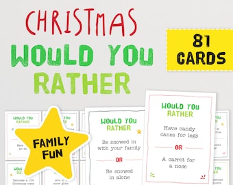 Christmas Would You Rather Cards - The Fun Holiday Party Activity for Families and Friends! | Christmas This or That | Holiday Talking Point