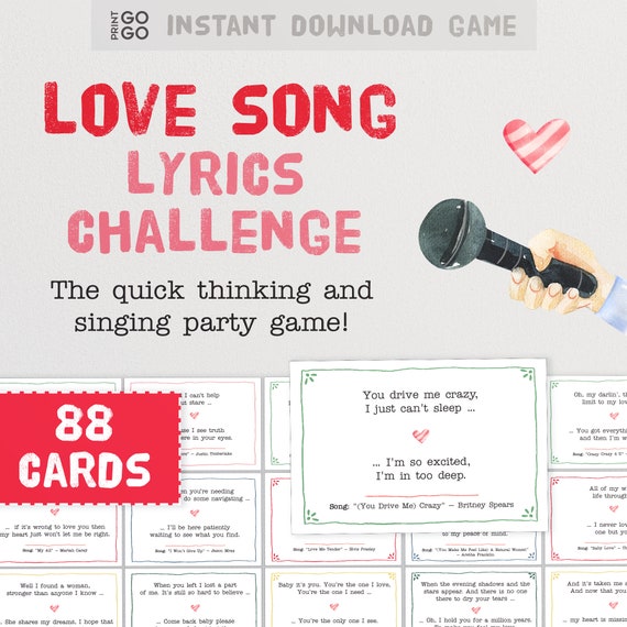 Love Songs Lyrics Challenge Game - The Quick Thinking and Singing Family  Party Game | Valentines Finish the Lyric Game | Musical Group Games