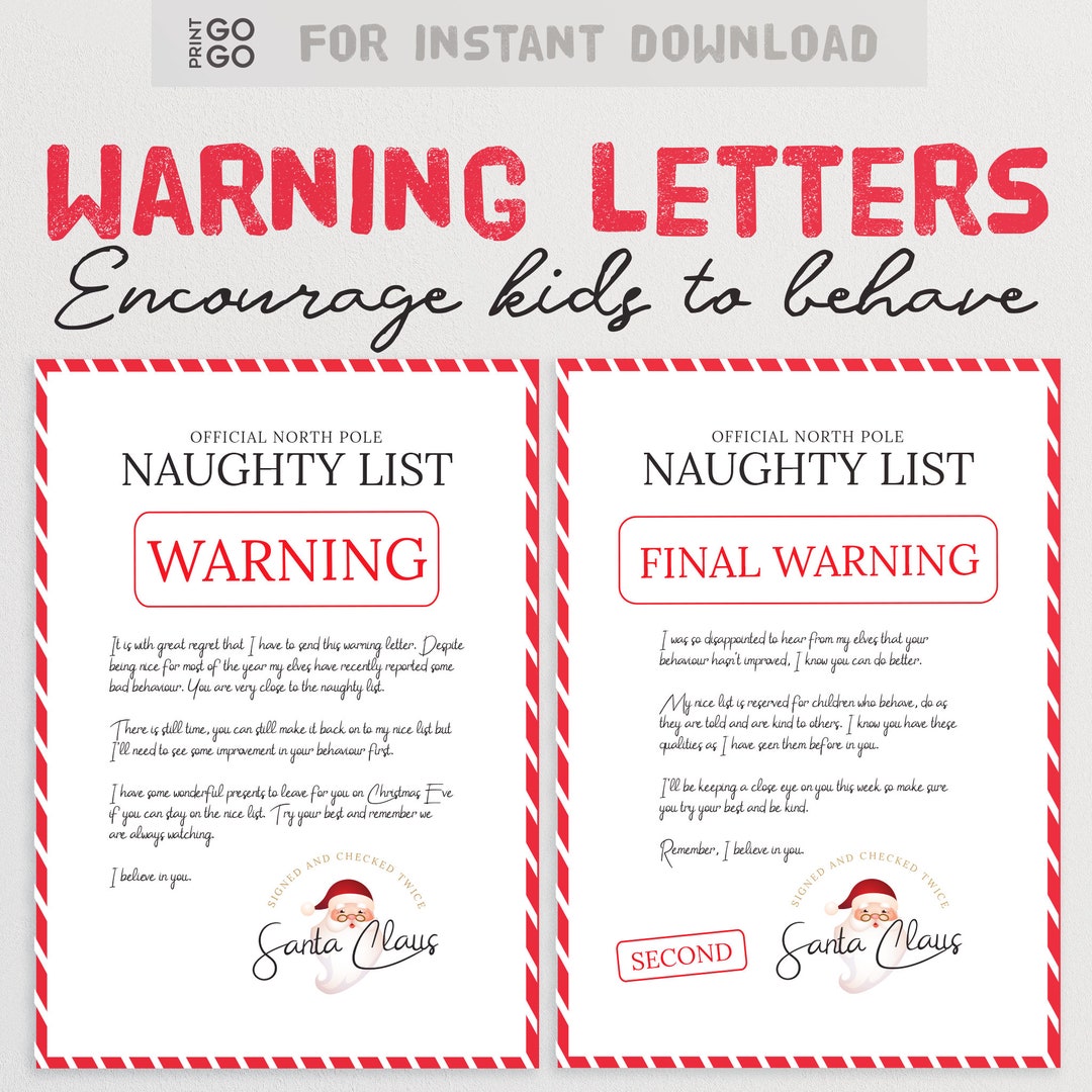 Santa Warning Letters - Encourage Children to Behave This Christmas | Bad  Behaviour Warning | Father Christmas North Pole Naughty List - Etsy, image size:1080x1080