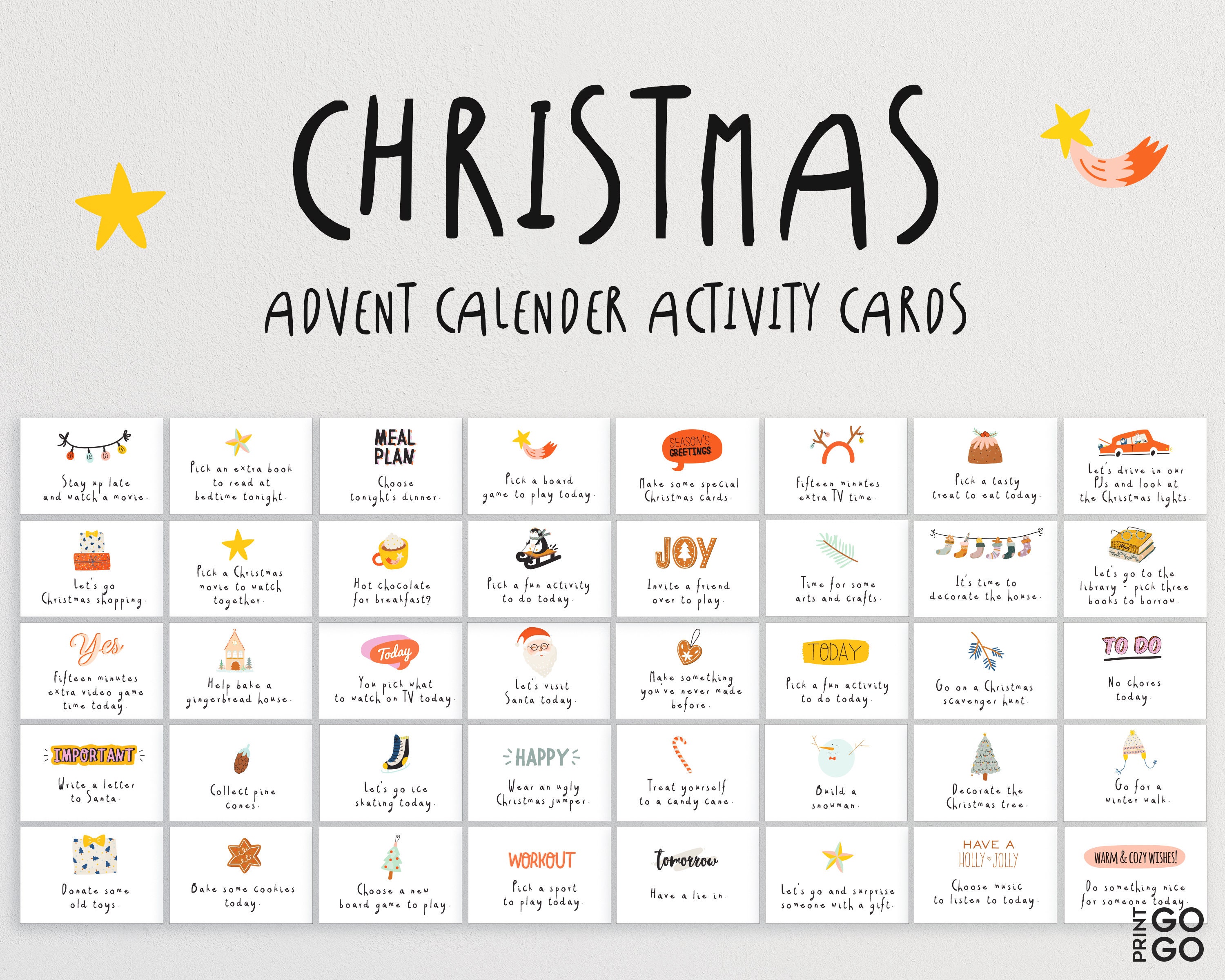 Christmas Advent Calendar Activity Cards Family Activities Etsy Christmas Advent Calendar Activity Cards Family Activities Etsy