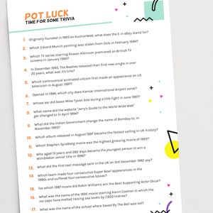 1990s Trivia Quiz Born in the 90s Pub Quiz General - Etsy UK