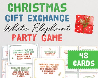 クリスマスギフト交換カード - 陽気なホワイトエレファントパーティーゲーム | ヤンキースワップギフト交換カード | ホリデープレゼント交換パーティーゲーム