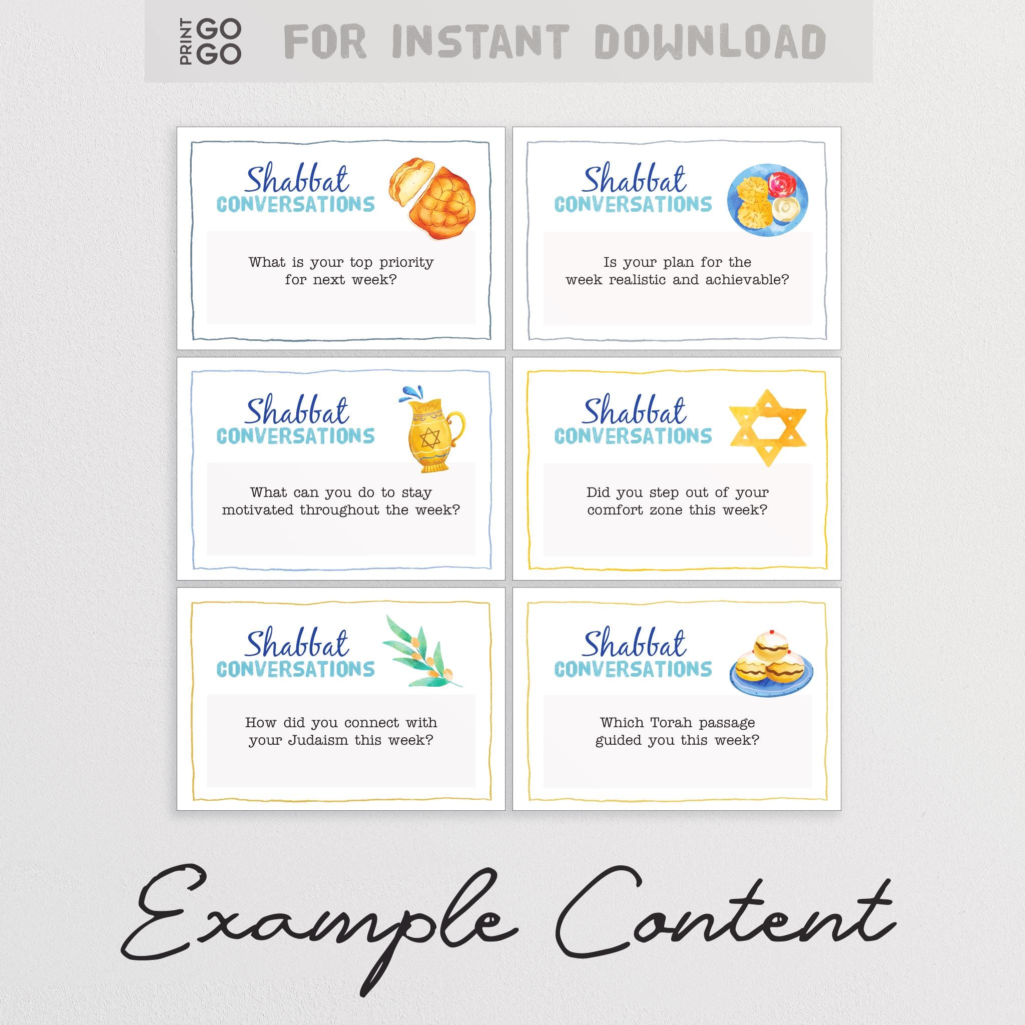 Questions Sabath 72 Shabbat Conversation Cards - A Meaningful Jewish Activity for ...