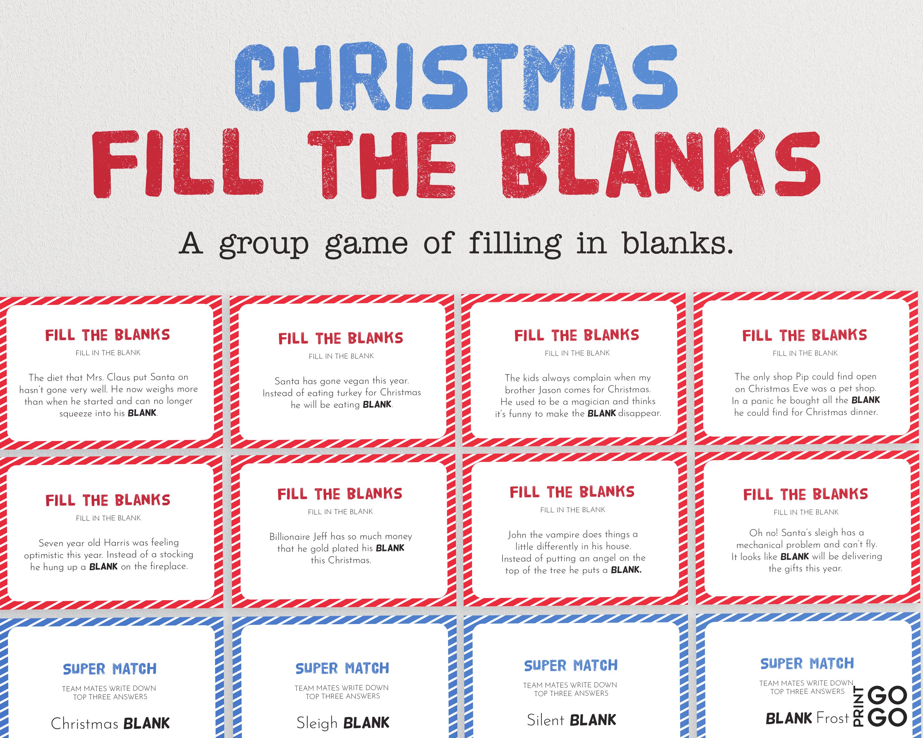 Christmas Fill The Blanks The Hilarious Family Game Of Etsy UK Christmas Fill The Blanks The Hilarious Family Game Of Etsy UK