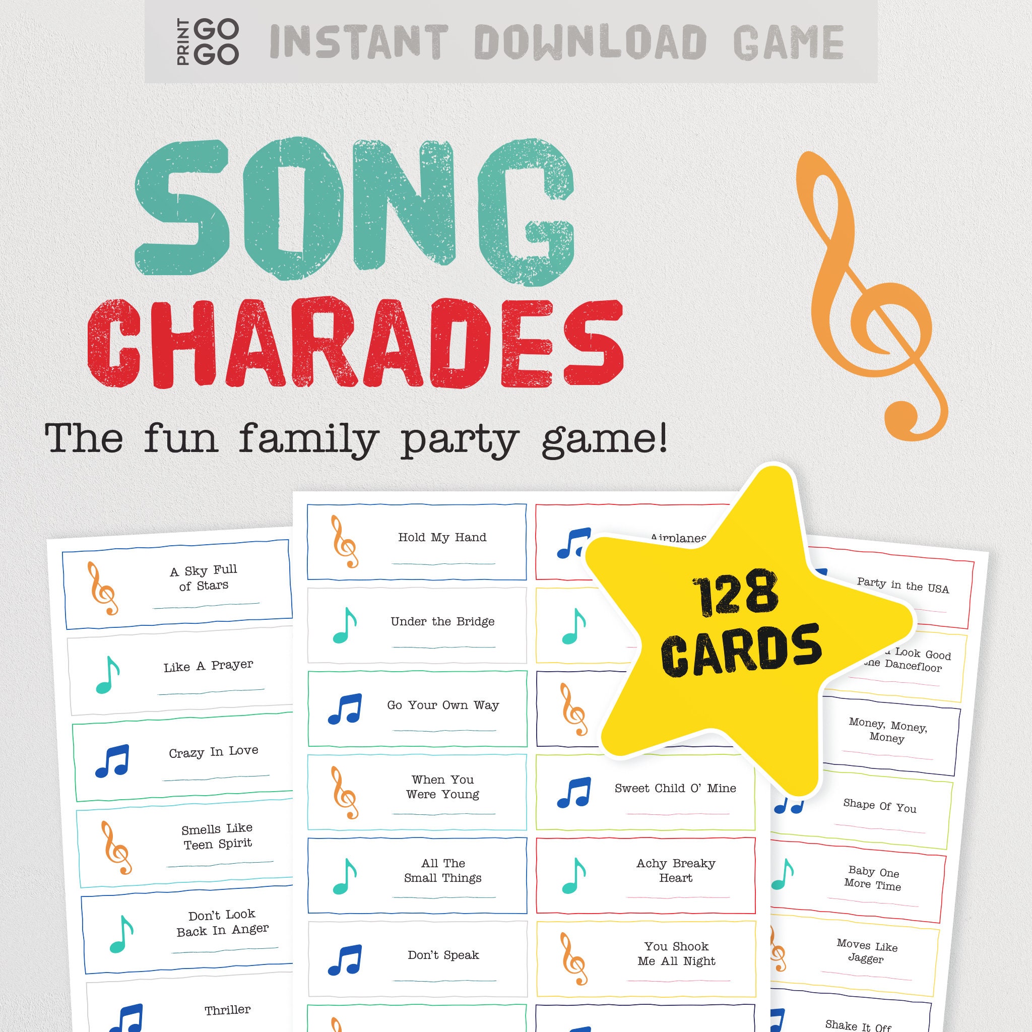 Song Charade Cards the Fun Family Party Game of Acting Out 