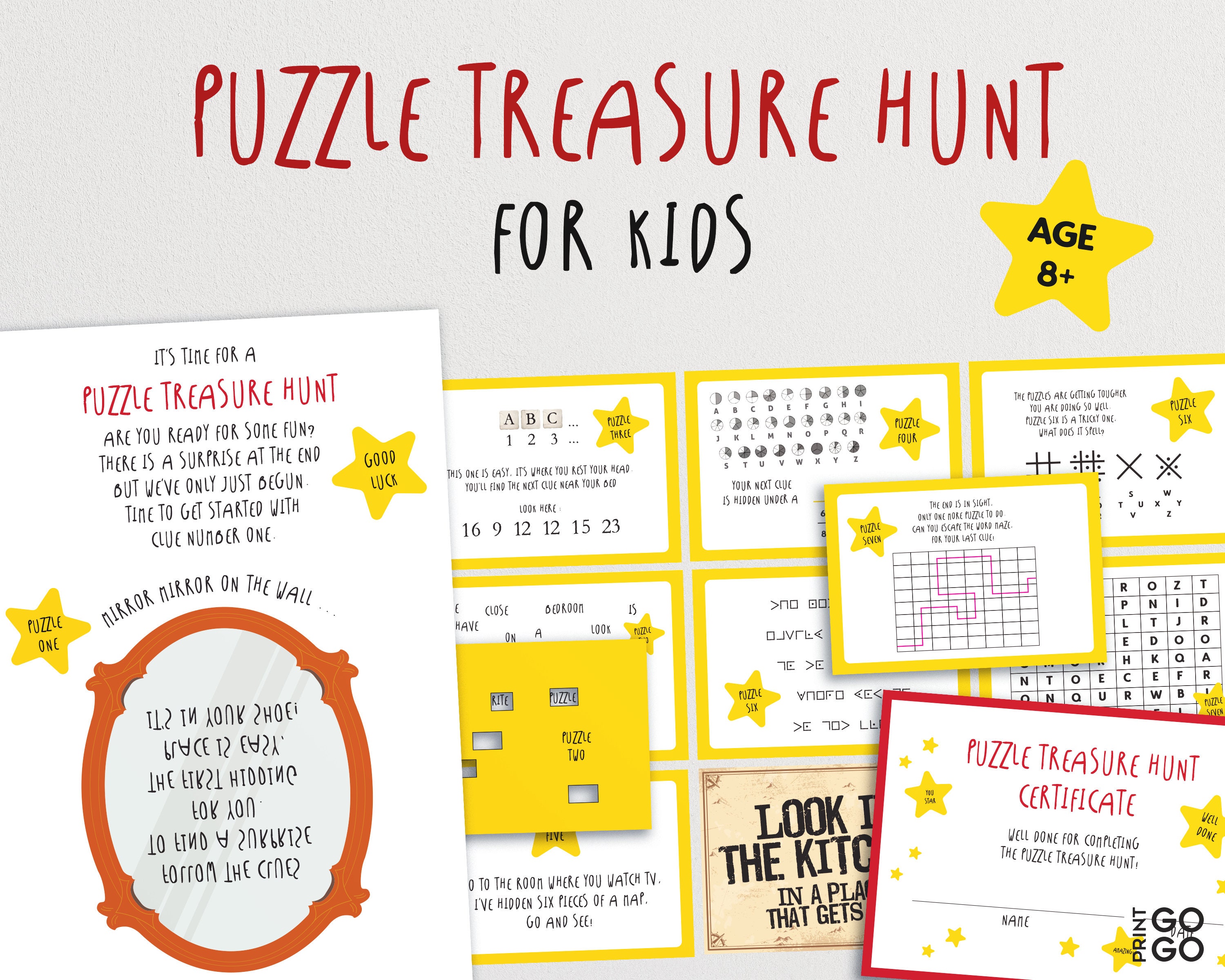 Puzzle Treasure Hunt Game For Kids Scavenger Hunt Birthday Etsy