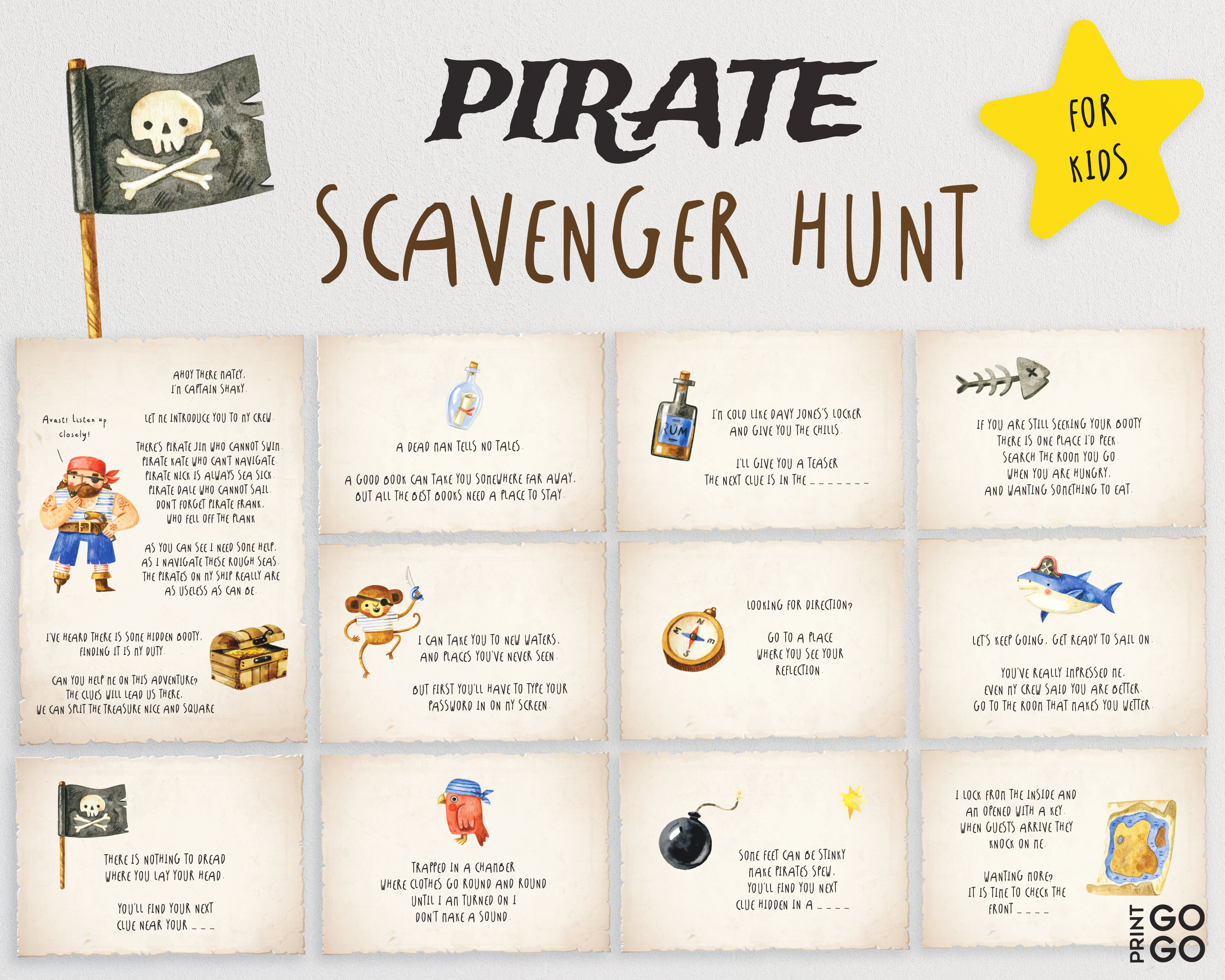 Pirate Scavenger Hunt for Kids Pirate Birthday Treasure Hunt Etsy UK