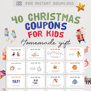 40 buoni di Natale per bambini / Regalo per riempire le calze / Buono attività / Regalo di Natale fatto in casa / Carte coupon / Buoni ricompensa dell'Avvento