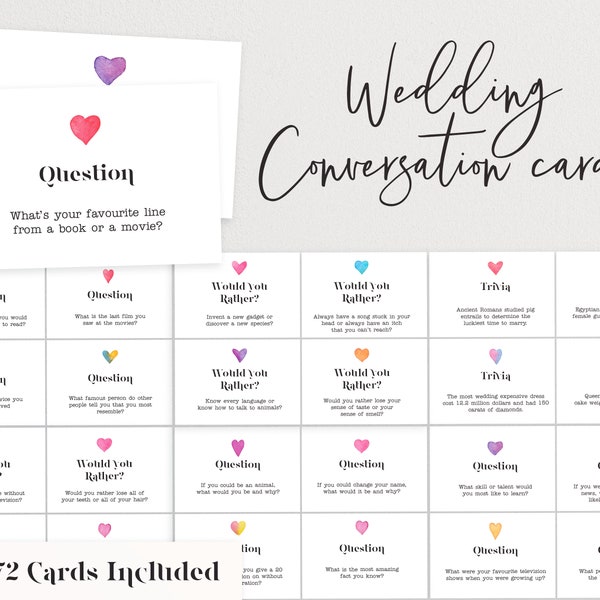 Reception Conversation Cards Etsy