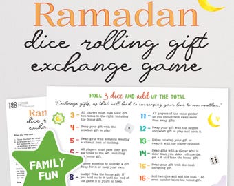 Ramadan Roll the Dice Gift Exchange Game for Eid Celebrations and more. (Digital Download)