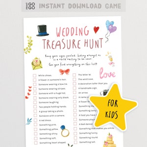 Wedding Treasure Hunt for Kids | Wedding Scavenger Hunt | Wedding Games for Kids | Wedding I Spy Activity | Children&#39;s Cocktail Hour Game